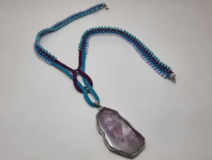 Macrame Necklace with Amethyst Pendant