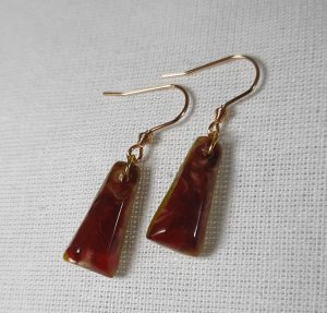 Red/Gold Colour Epoxy Resin Earrings 