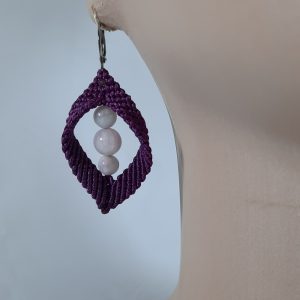 Macrame Earring with Kunzite Gemstone