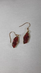 Red and gold colour epoxy earring 