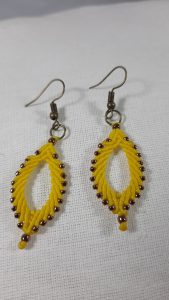 Yellow macrame earring 