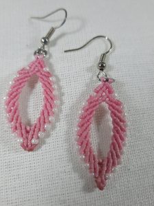 Pink Macrame Earring with Beads 