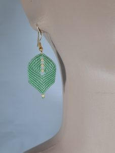 Mint Green Macrame Earring with Beads 