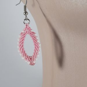 Pink Macrame Earring with Beads
