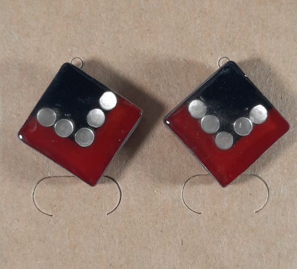 Elegant Red/Black Epoxy Resin Earrings