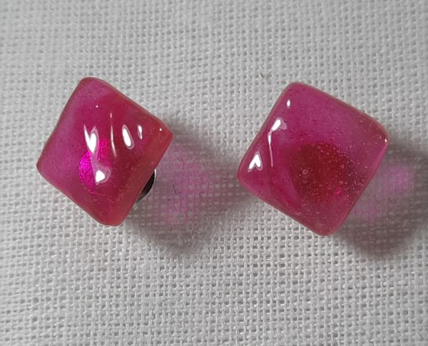 Pink Epoxy Resin Earrings - Image 2